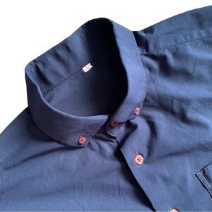 State & Liberty Athletic Fit Short Sleeve Button Down Shirt Navy Size Large